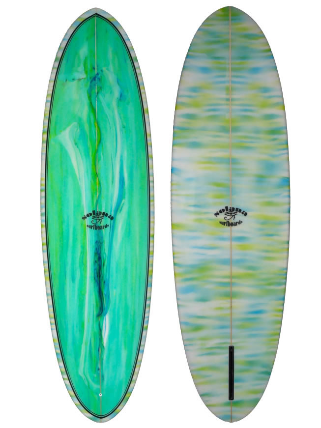 Green Retro Single Fin Egg Surfboard