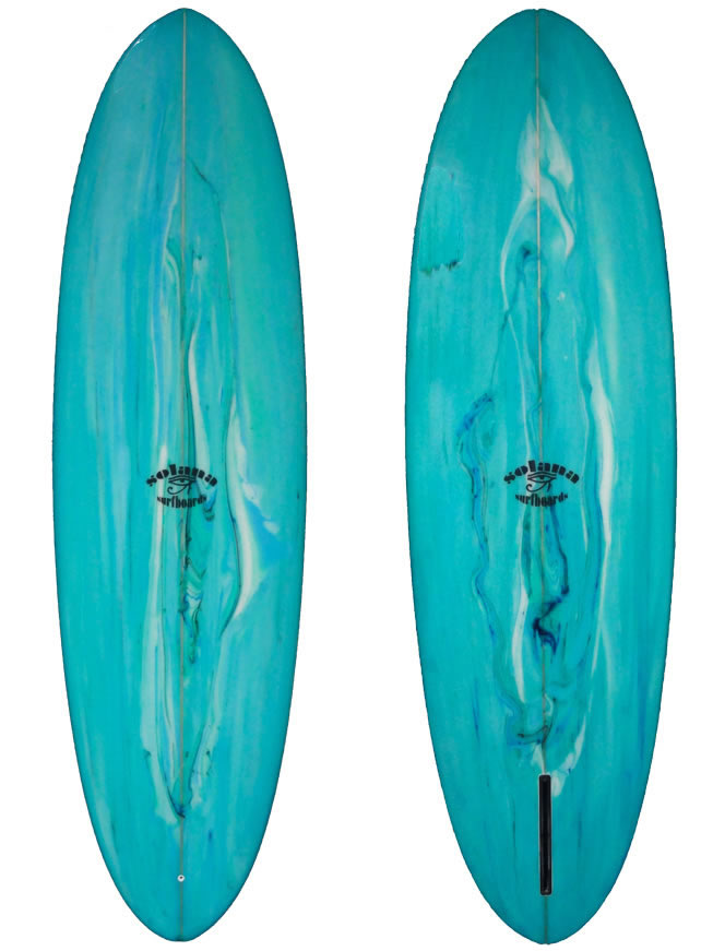 Blue Retro Single Fin Egg Surfboard